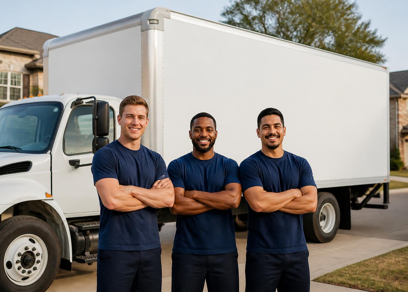 The Gio's Moving crew of local movers standing in front of their truck in Kyle, TX
